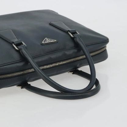 Prada Zip Around Saffiano Leather, Navy, Leather, Briefcase