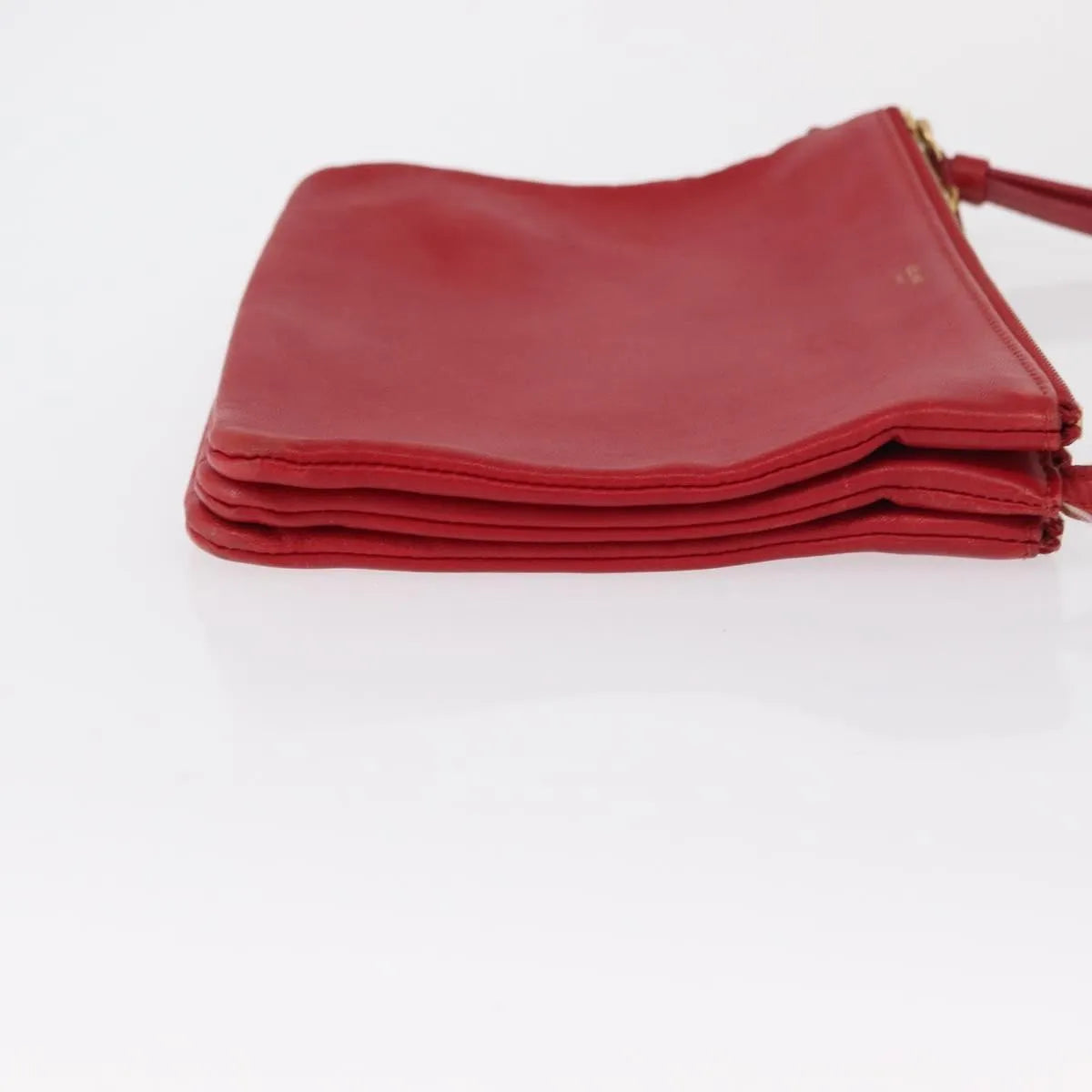 Celine Trio Leather, Red, Leather, Shoulder Bag