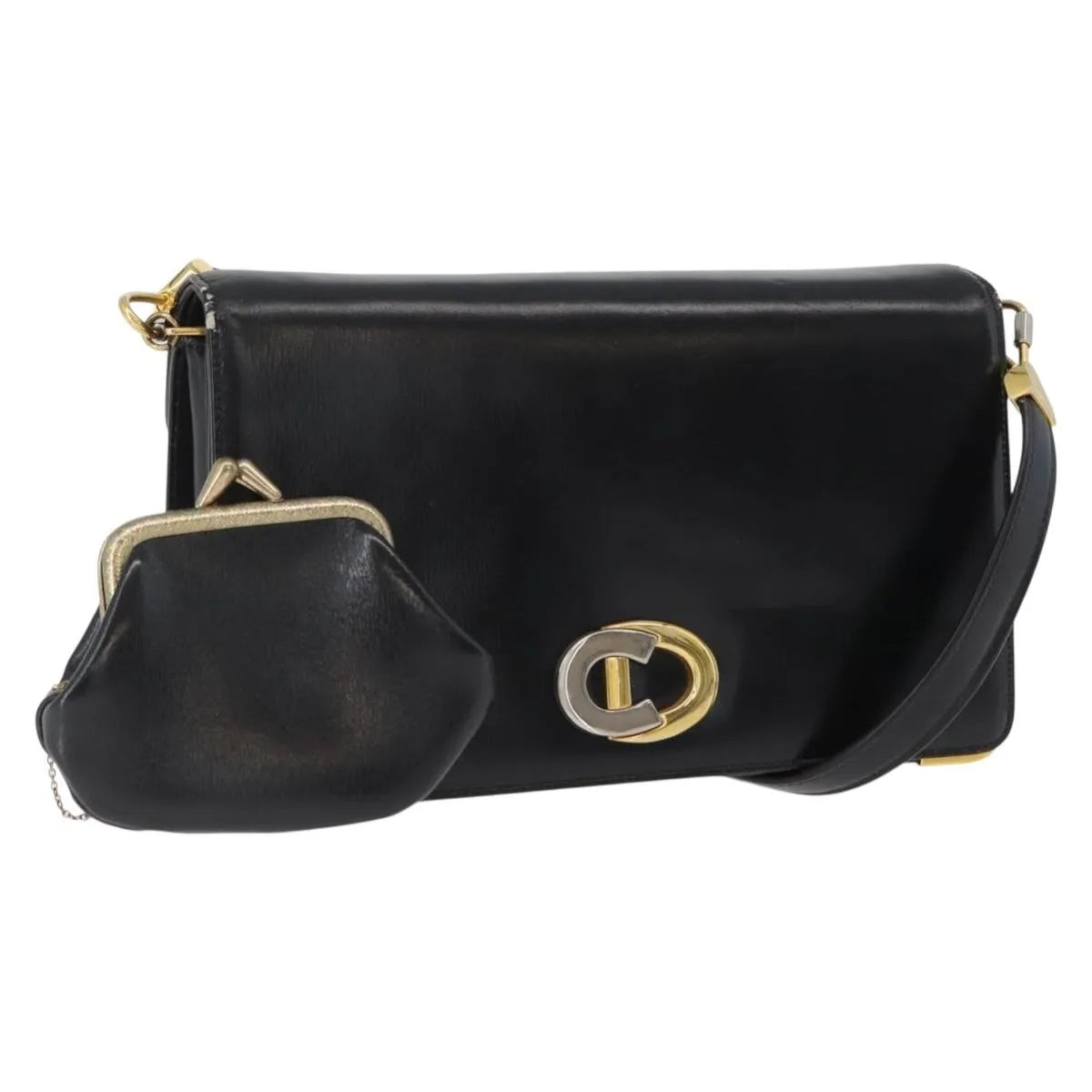 Christian Dior CD Shoulder bag Leather, Black, Calfskin, Shoulder Bag