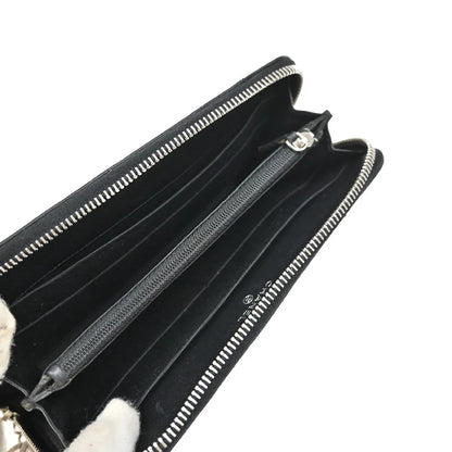 Chanel CC Charm Zip Around Quilted Lambskin, Black, Leather, Wallet