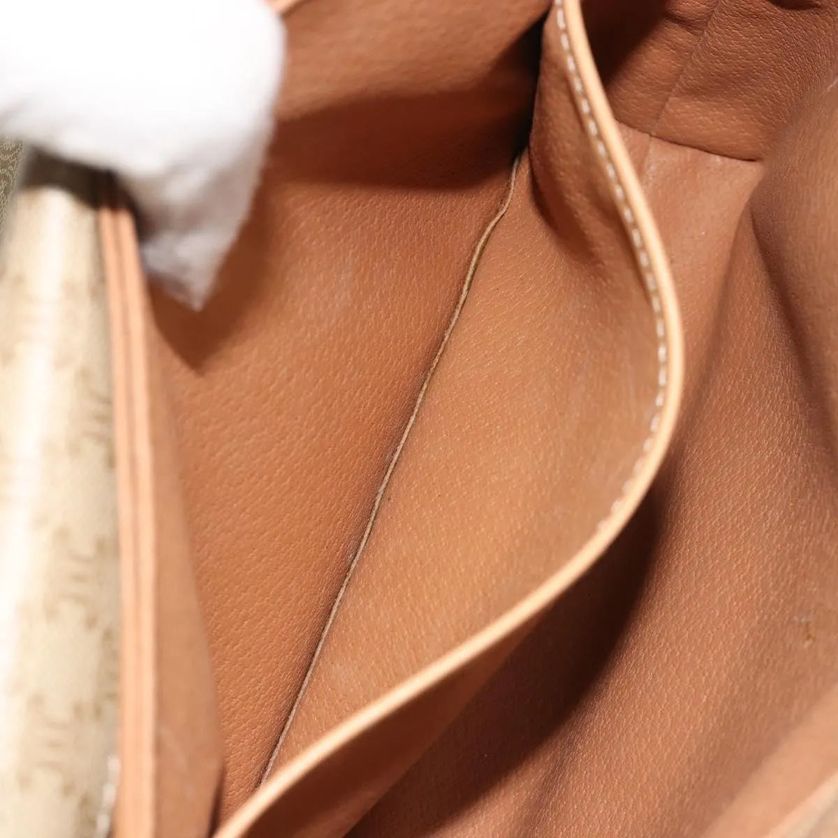 Celine Vintage Macadam Canvas and Leather, Beige, Canvas, Shoulder Bag