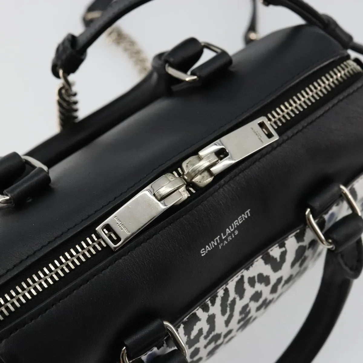 Saint Laurent Classic Baby Duffle Printed Leather, Black, Leather, Handbag