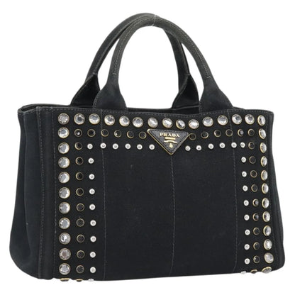 Prada Canapa Convertible Tote Rhinestone Embellished Canvas, Black, Canvas, Handbag