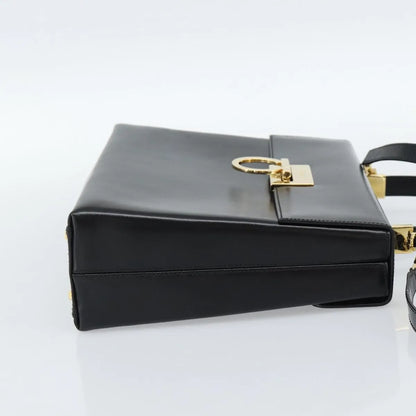 Salvatore Ferragamo Convertible Top Handle Leather, Black, Leather, Handbag