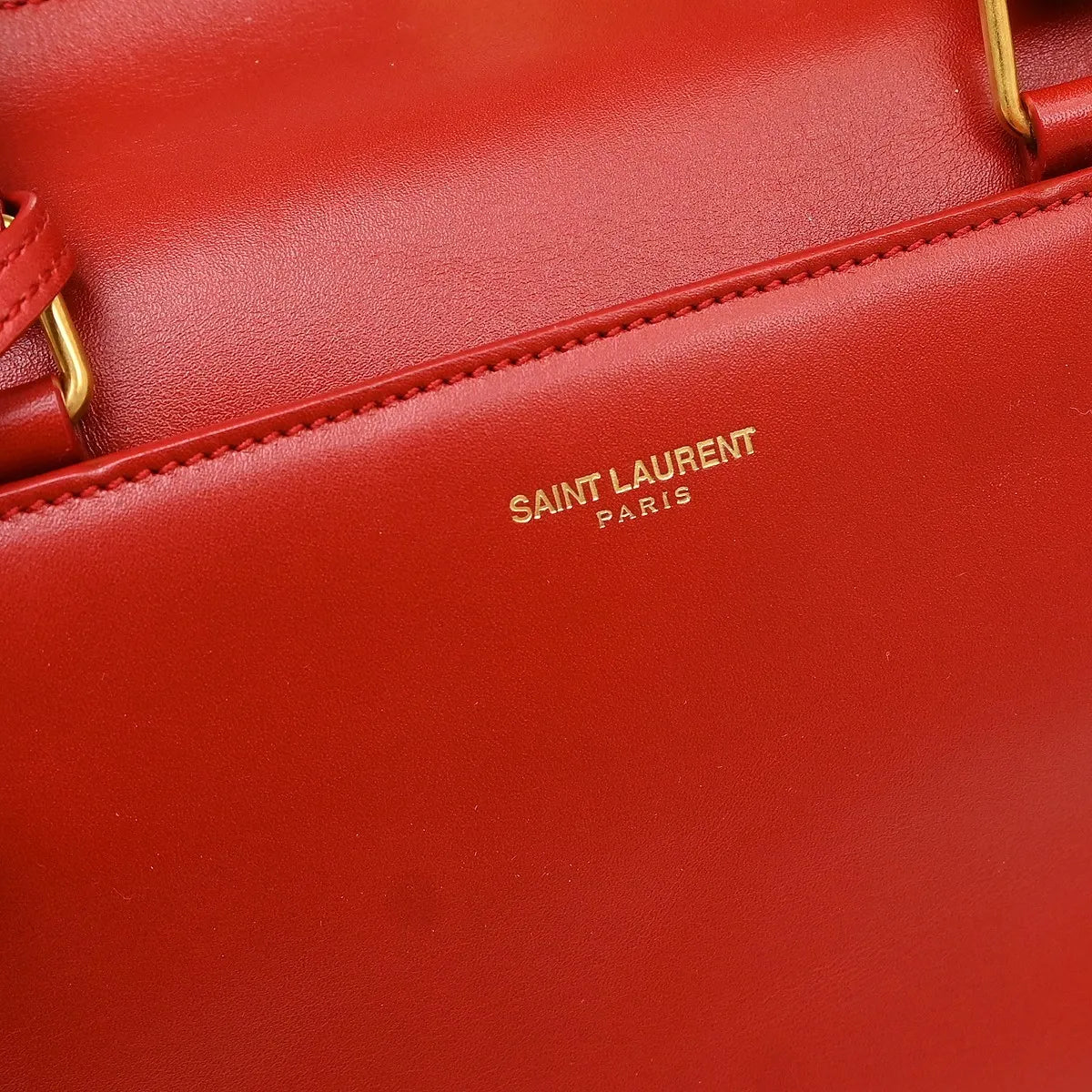 Saint Laurent Classic Duffle Leather, Red, Leather, Handbag