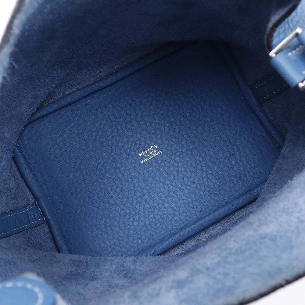 Hermes Picotin Lock Clemence, Blue, Leather, Handbag