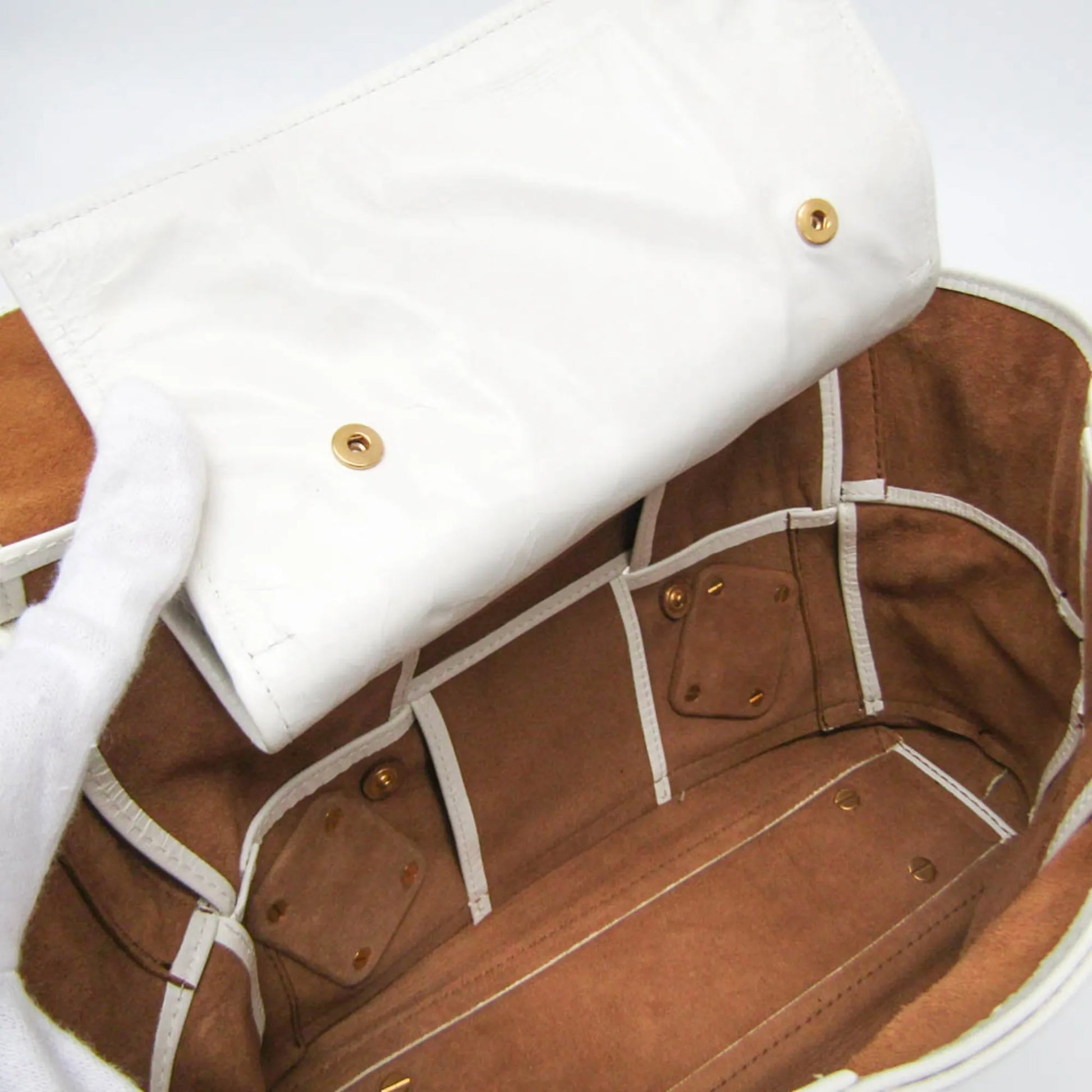Bottega Veneta Arco Maxi Intrecciato Leather, White, Leather, Handbag