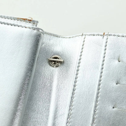 Fendi Wallet on Chain Logo Embossed Leather, Silver, Leather, Wallet