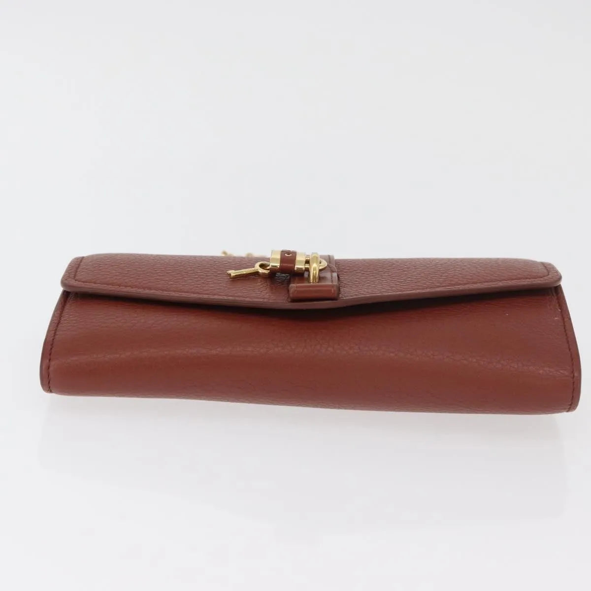 Chloe Aby Chain Leather, Brown, Leather, Shoulder Bag