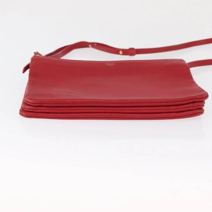 Celine Trio Leather, Red, Leather, Shoulder Bag
