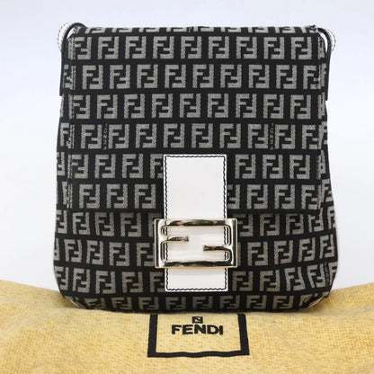Fendi Vintage Flap Zucchino Canvas, Black, Canvas, Shoulder Bag