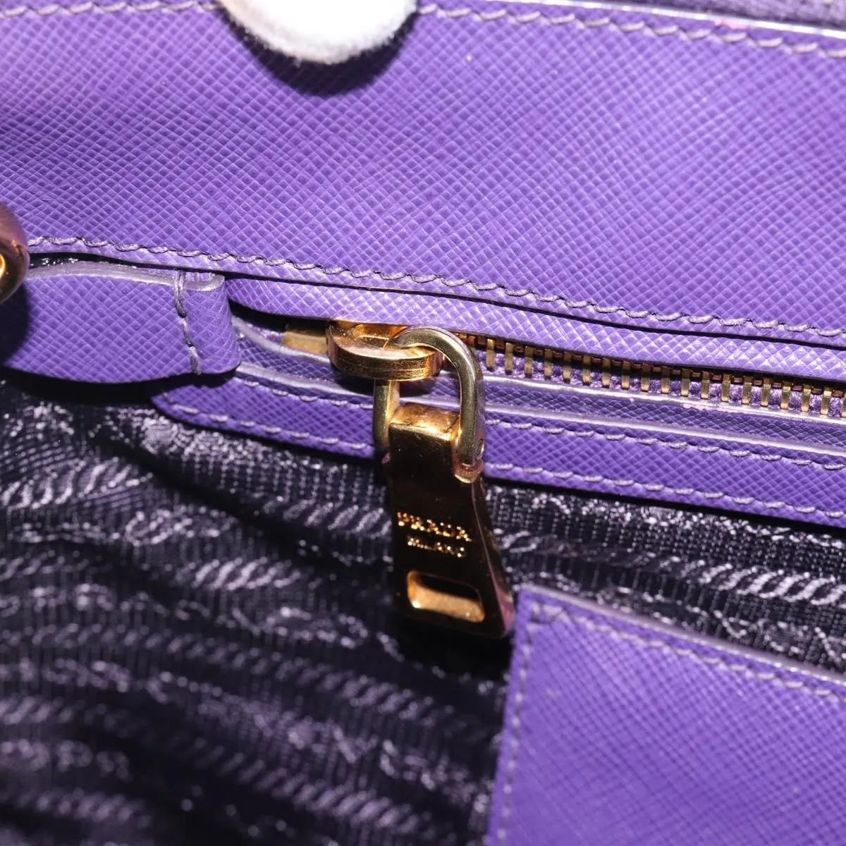 Prada Galleria Double Zip Tote Saffiano Leather, Purple, Leather, Handbag