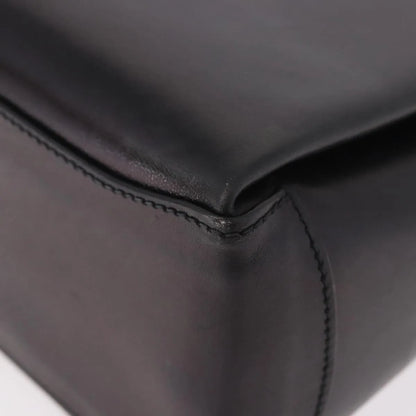 Gucci Vintage Convertible Bamboo Box Leather, Black, Leather, Handbag