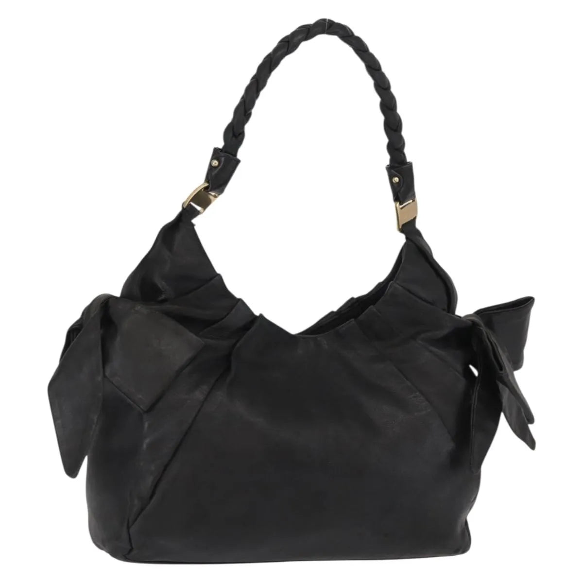 Salvatore Ferragamo Vintage Leather, Black, Leather, Tote Bag