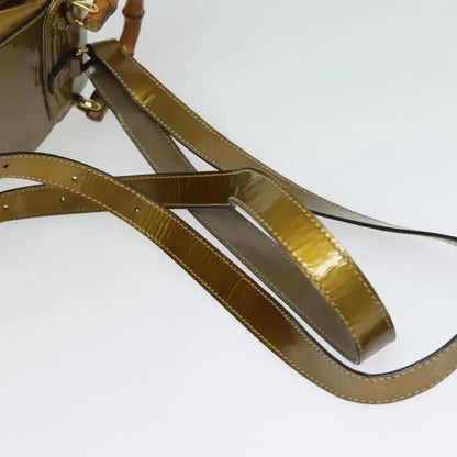 Gucci Vintage Bamboo Patent, Gold, Patent Leather, Backpack