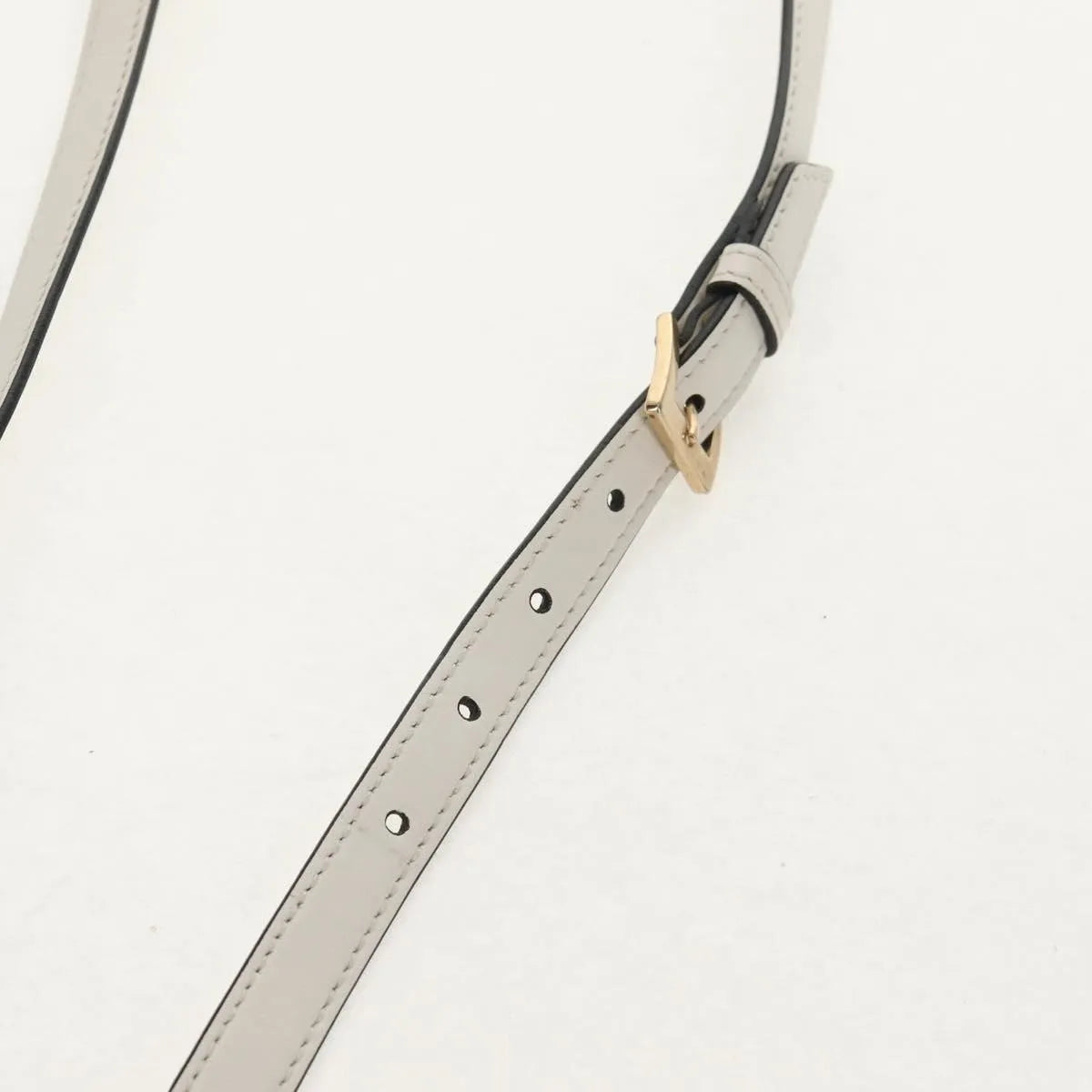Miu Miu Madras Crystal Buckle Leather, White, Leather, Shoulder Bag