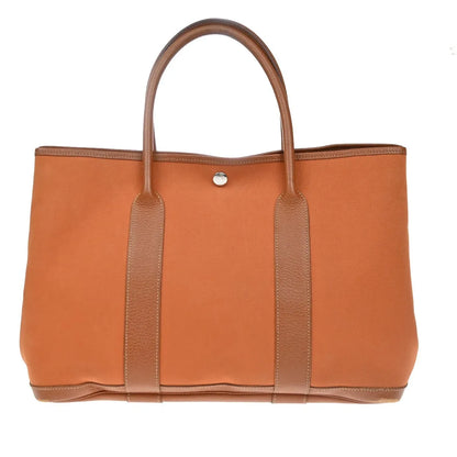 Hermes Garden Party Toile and Leather, Orange, Canvas, Handbag