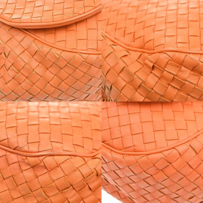 Bottega Veneta Intrecciato Shoulder Leather, Orange, Leather, Handbag