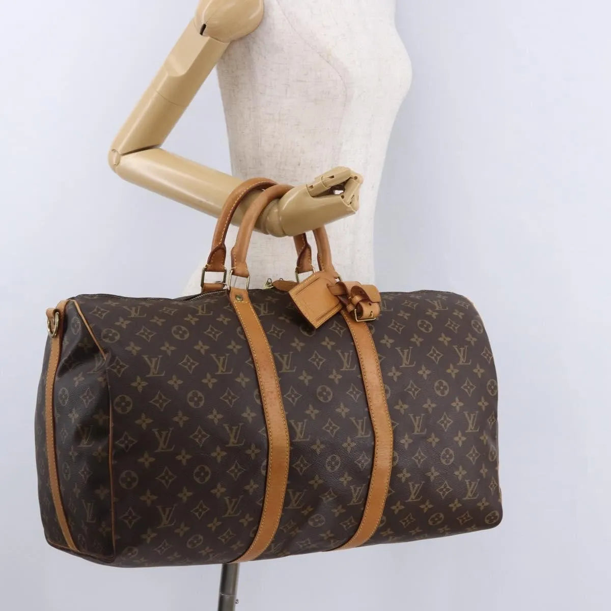 Louis Vuitton Keepall Bandoulière Monogram, Brown, Canvas, Travel Bag
