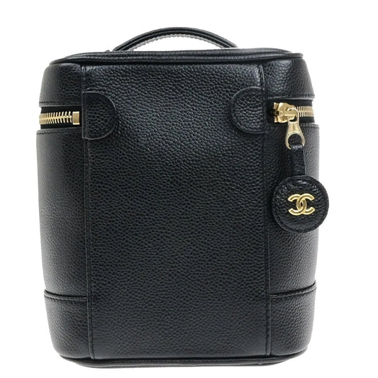 Chanel Vintage Timeless Cosmetic Case Caviar, Black, Calfskin, Handbag
