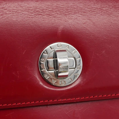 Bvlgari Top Handle Leather, Red, Leather, Handbag