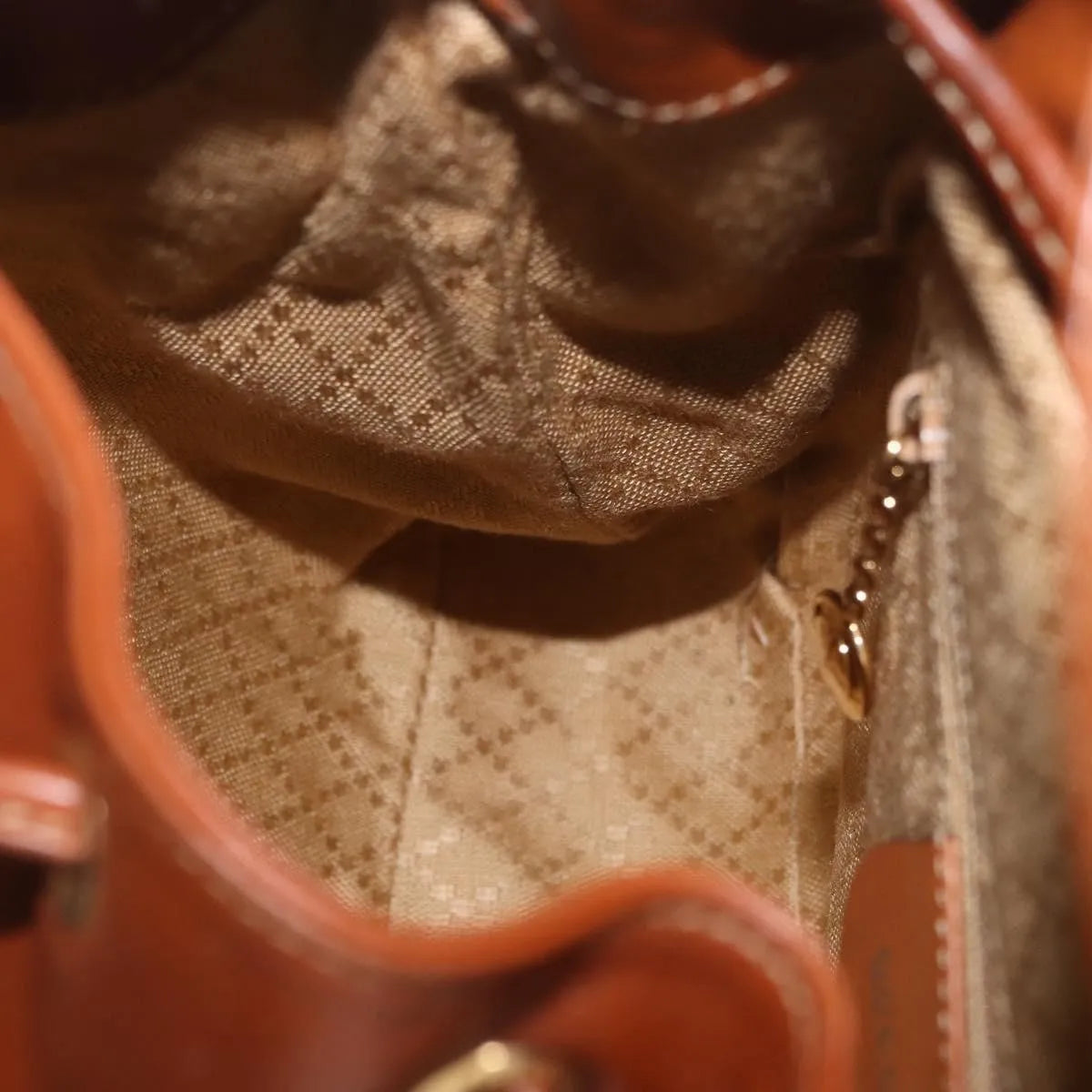 Gucci Vintage Bamboo Leather, Brown, Leather, Backpack