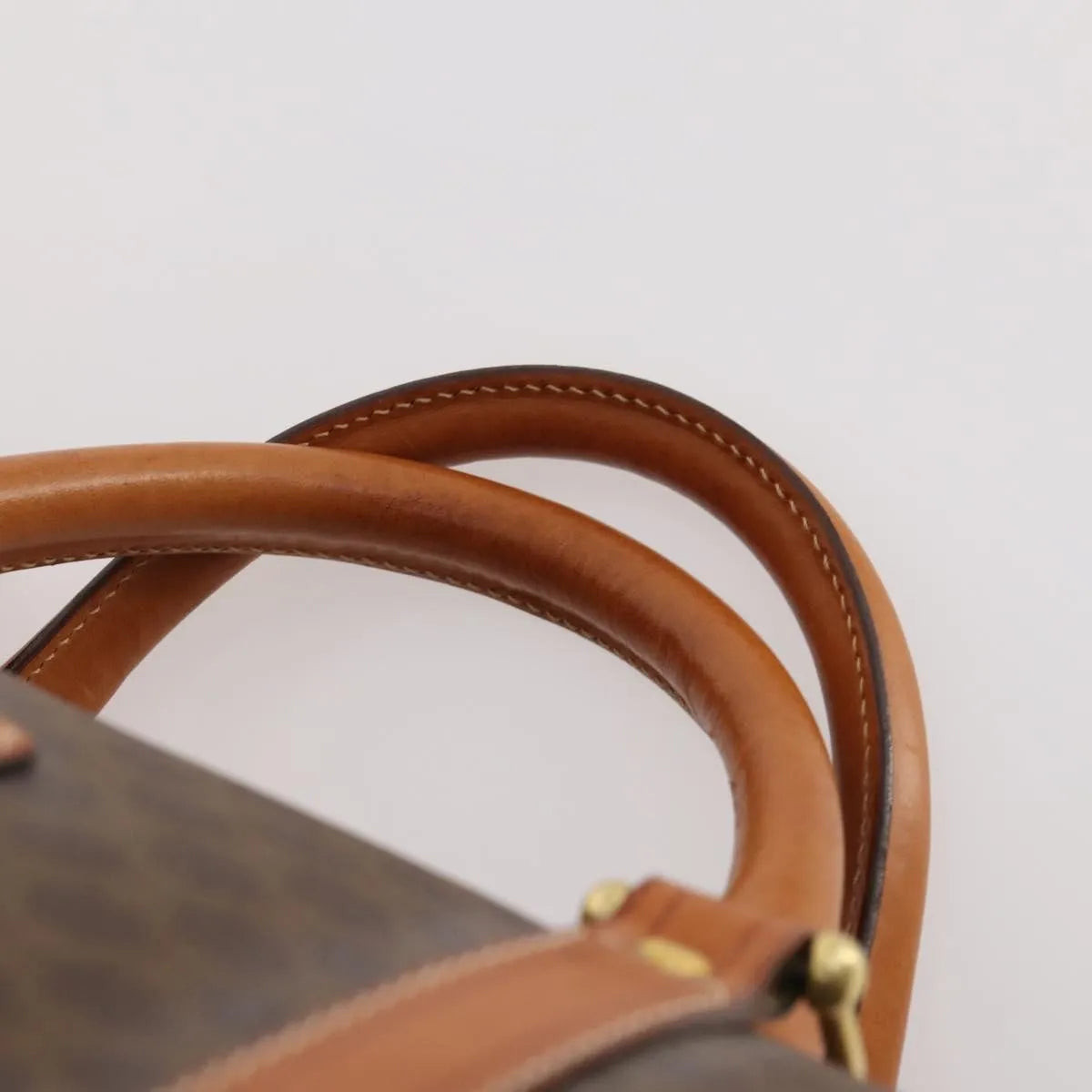 Celine Vintage Duffle Canvas and Leather, Brown, Canvas, Travel Bag