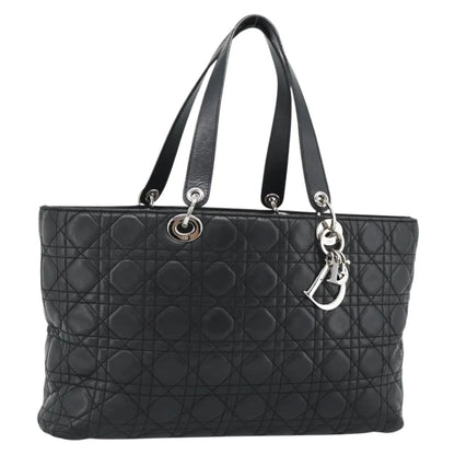 Christian Dior Vintage Lady Dior Tote Cannage Quilt Lambskin, Black, Leather, Tote Bag