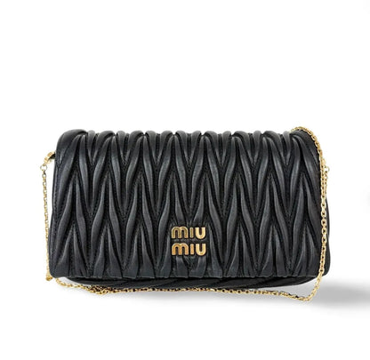Miu Miu Nappa Matelassè Leather, Black, Leather, Handbag