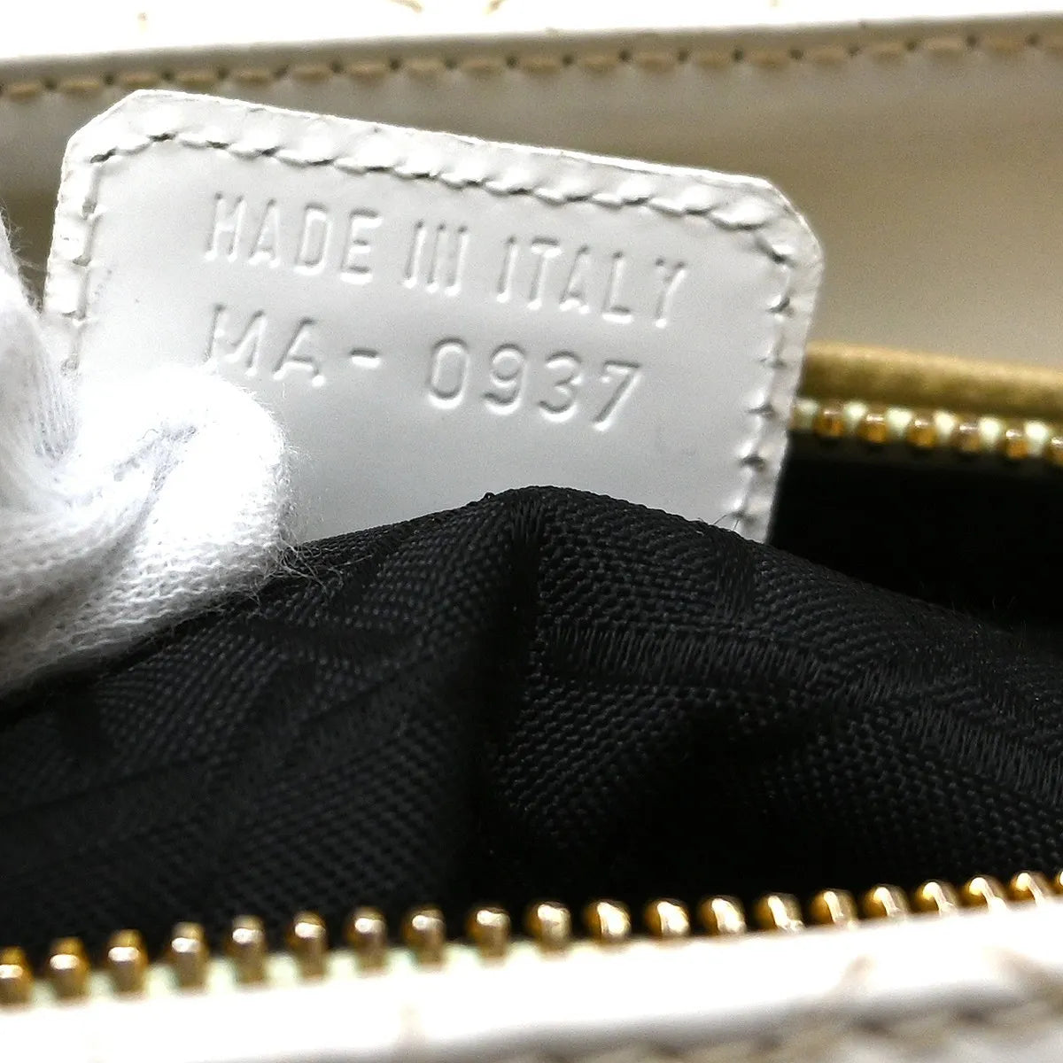 Christian Dior Lady Dior Cannage Quilt Patent, White, Patent Leather, Handbag