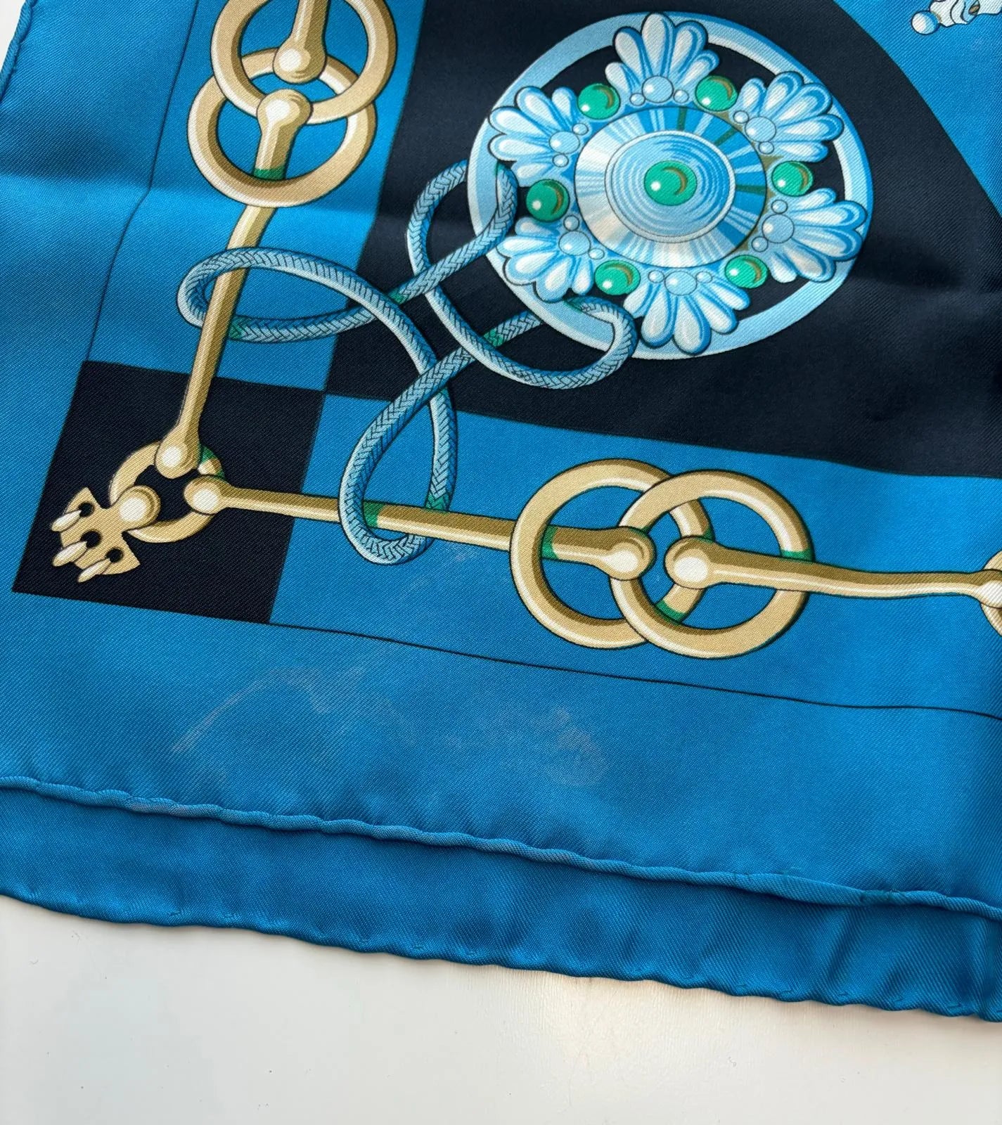 Hermes Carré 90 Silk multicolor, Blue, Cotton, Scarf