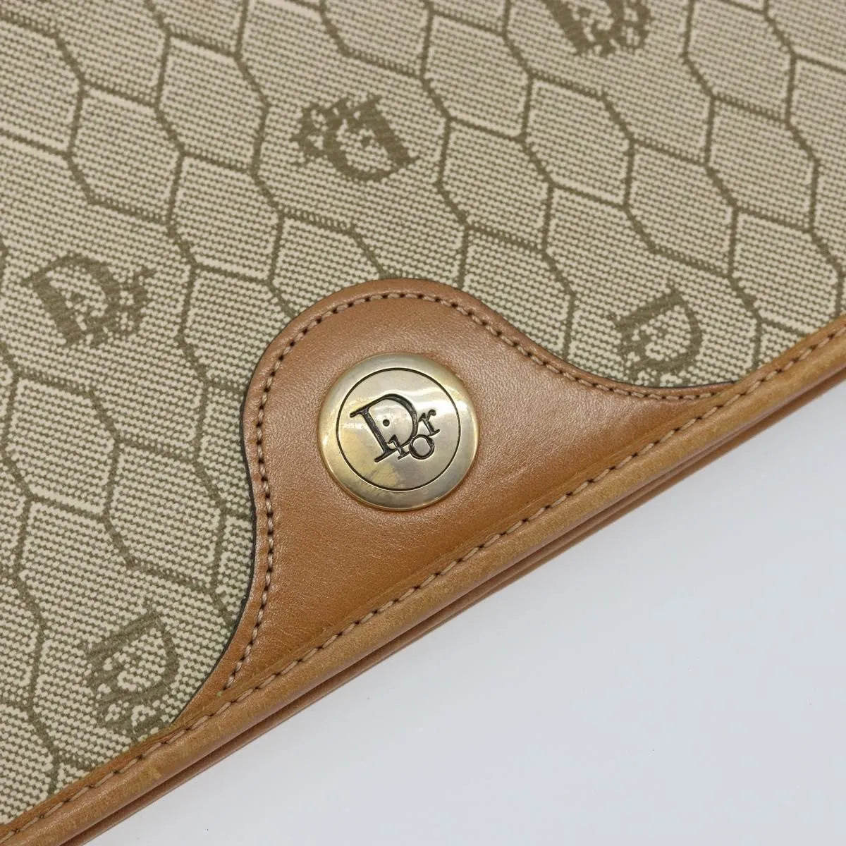Christian Dior Vintage honeycomb clutch Canvas, Beige, Canvas, Clutch