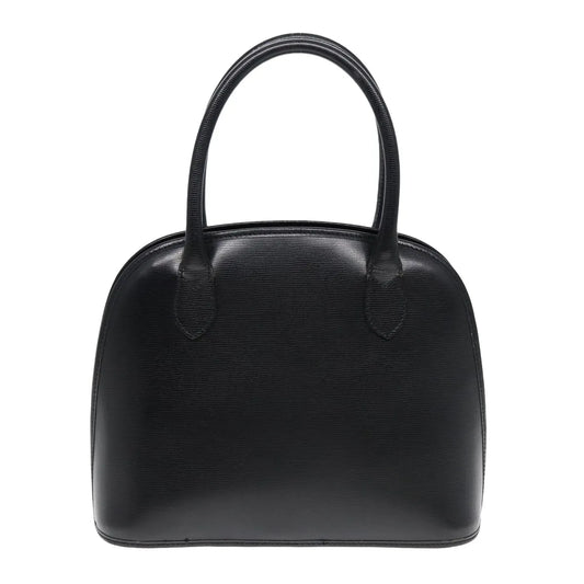 Celine Circle Logo Leather, Black, Leather, Handbag