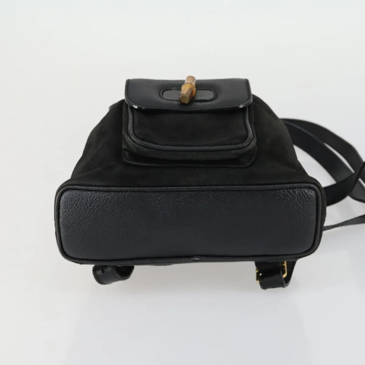 Gucci Vintage Bamboo Suede, Black, Leather, Backpack