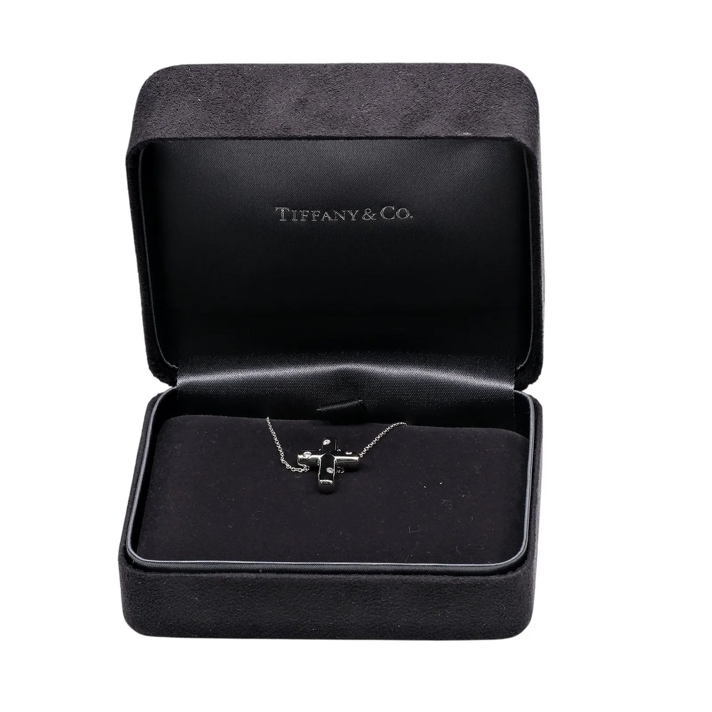 Tiffany & Co. Cross Pendant Platinum and Diamonds, Silver, Platinum, Necklace