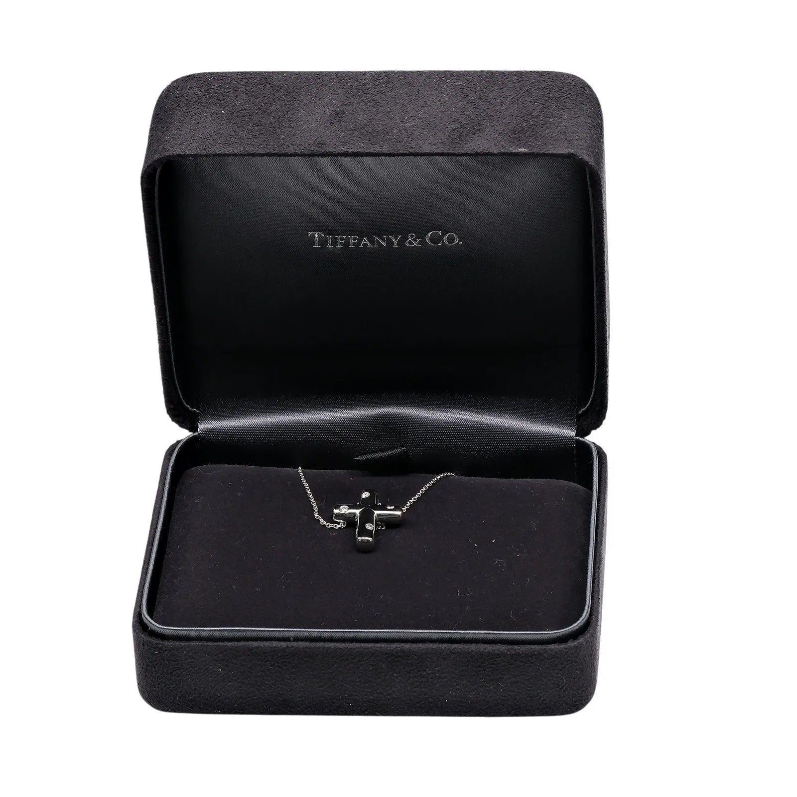 Tiffany & Co. Cross Pendant Platinum and Diamonds, Silver, Platinum, Necklace
