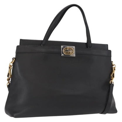 Gucci Linea Matisse Interlocking G Top Handle Tote Leather, Black, Leather, Shoulder Bag