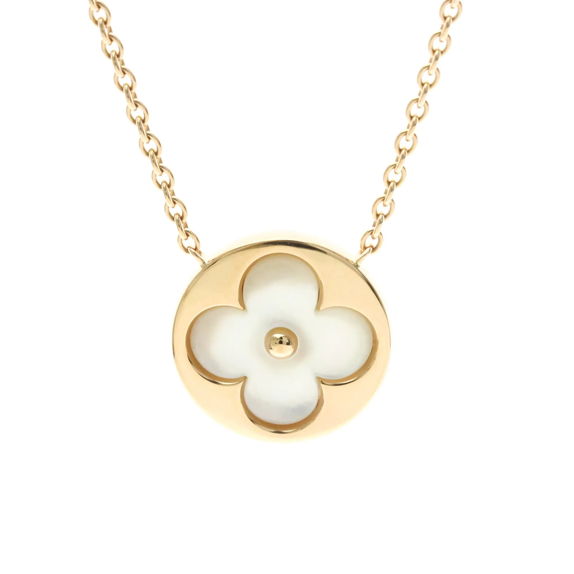 Louis Vuitton Color Blossom Medallion Pendant 18K Rose Gold with Mother of Pearl and Diamond, Gold, Pink Gold, Necklace
