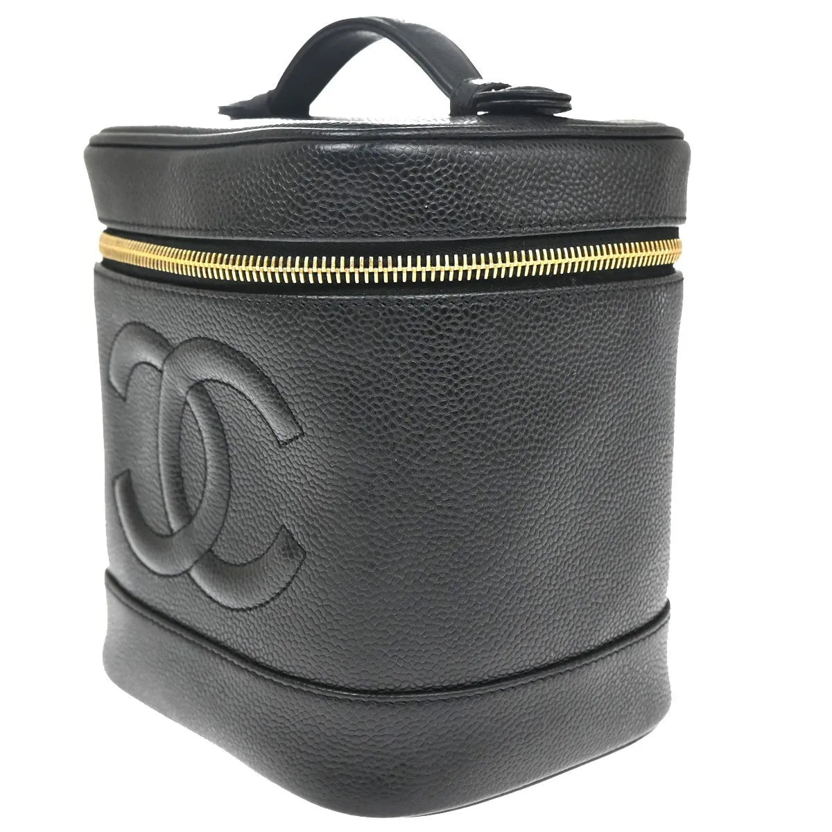 Chanel Vintage Timeless Cosmetic Case Caviar, Black, Leather, Handbag