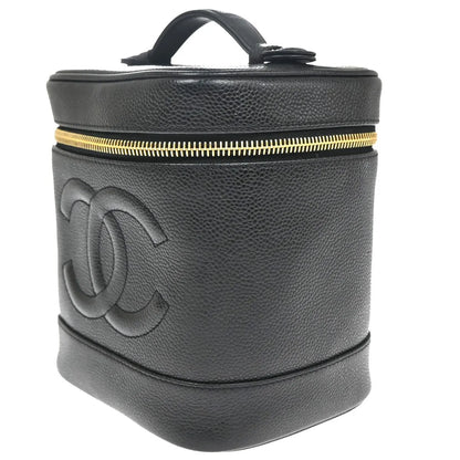 Chanel Vintage Timeless Cosmetic Case Caviar, Black, Leather, Handbag