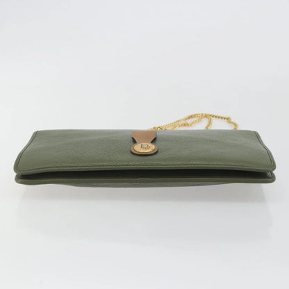 Christian Dior Vintage Chain Flap Leather, Green, Leather, Shoulder Bag