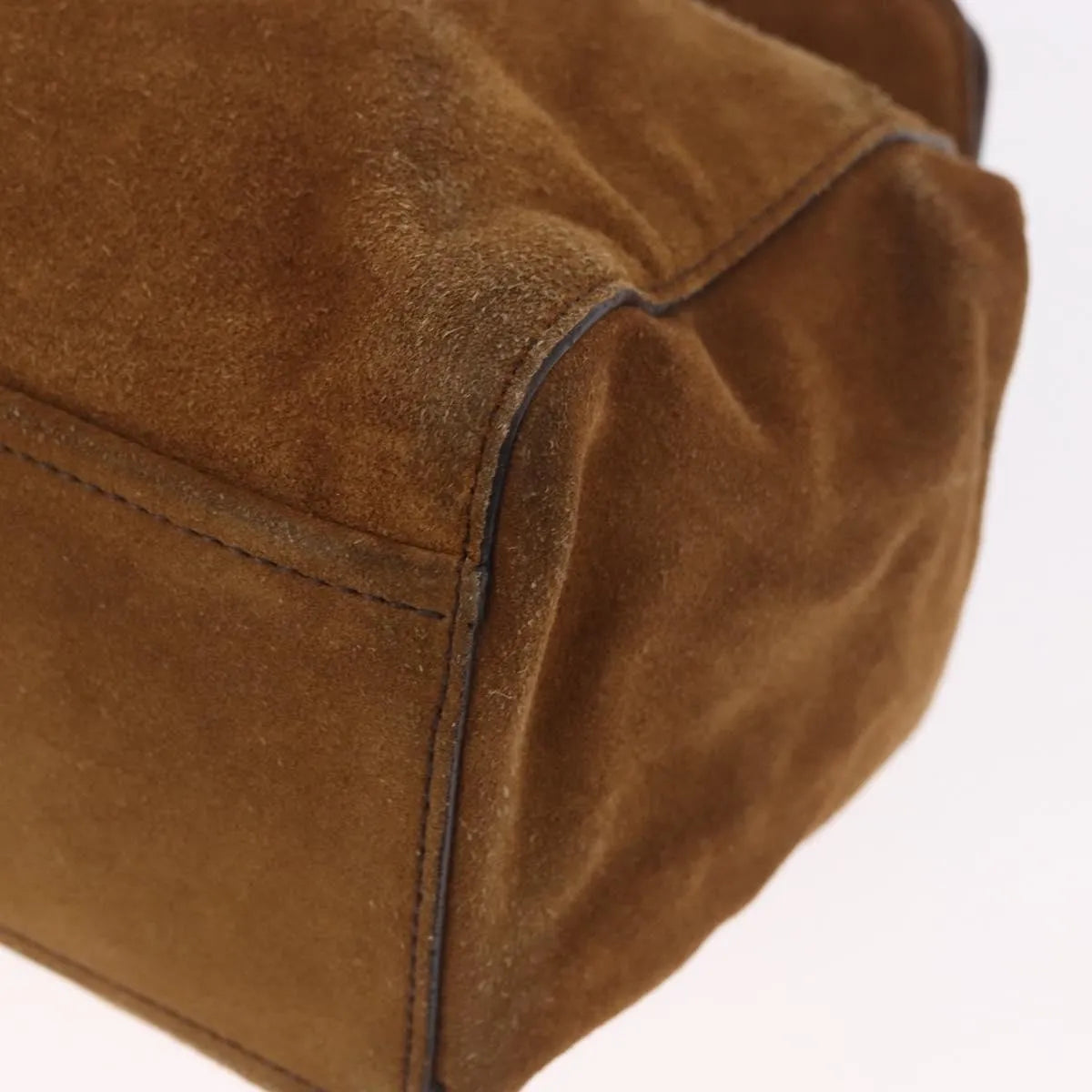 Prada Pushlock Tote Suede, Brown, Suede, Handbag