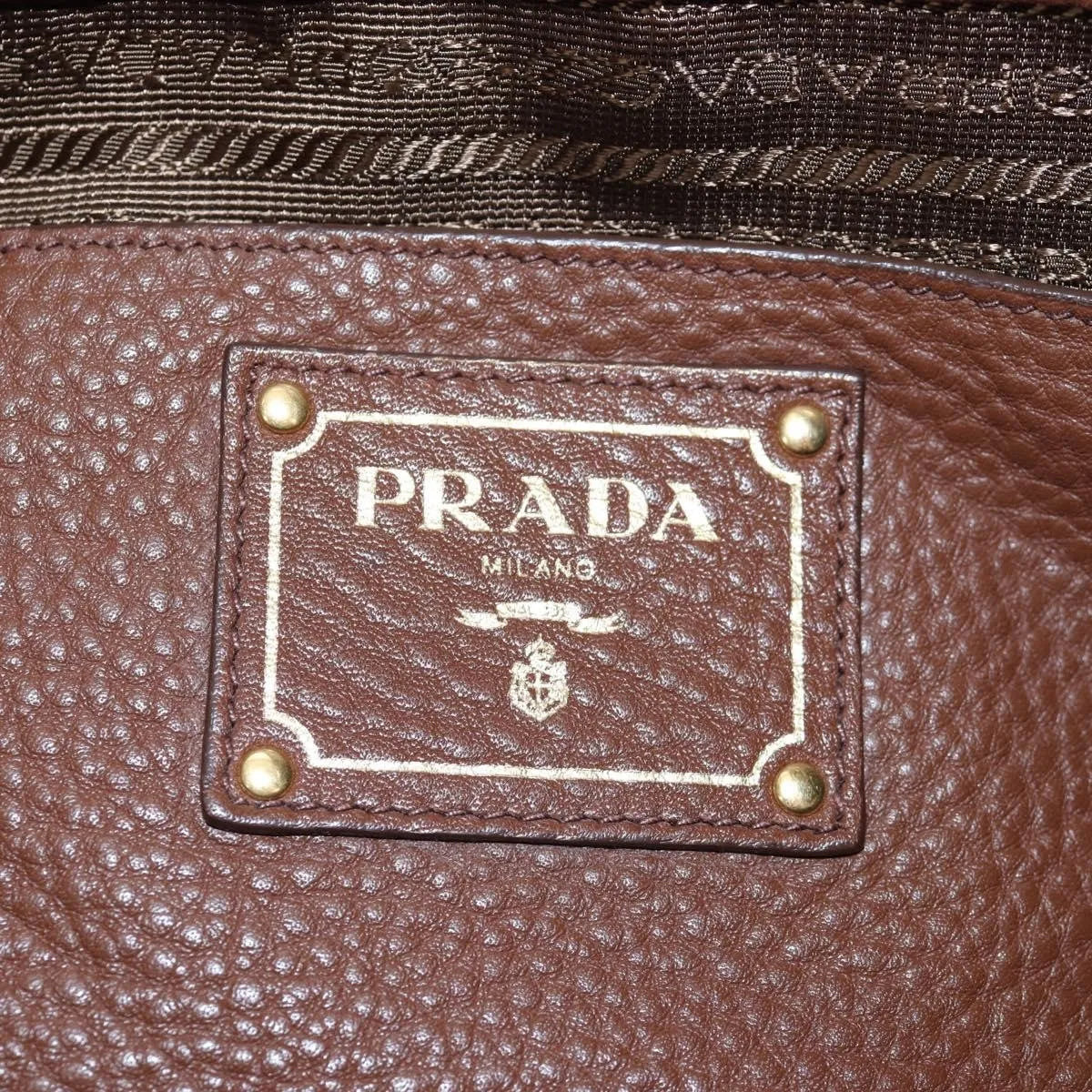Prada Side Zip Hobo Soft Calf, Brown, Leather, Shoulder Bag