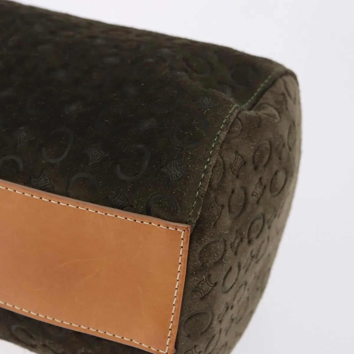 Celine C Macadam Suede and Leather, Green, Suede, Handbag