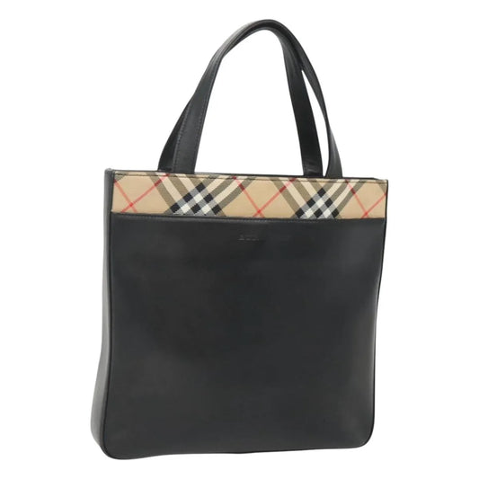 Burberry Nova check Canvas and Leather, Black, Leather, Handbag