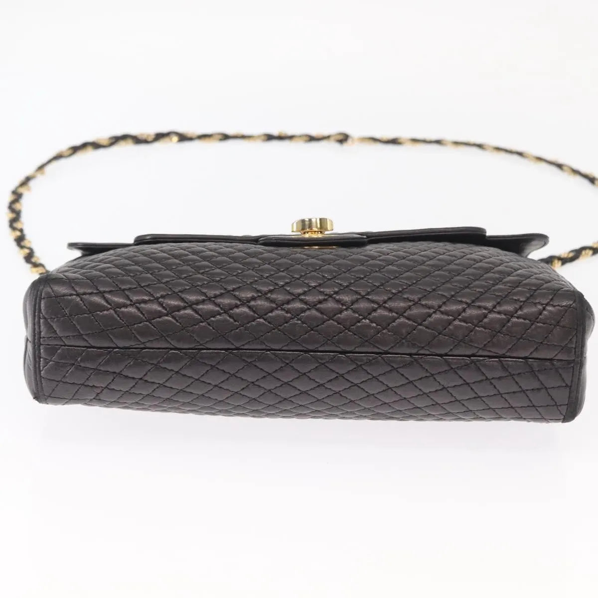 Bally Vintage Chain Quilted Leather, Black, Leather, Shoulder Bag