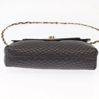 Bally Vintage Chain Quilted Leather, Black, Leather, Shoulder Bag