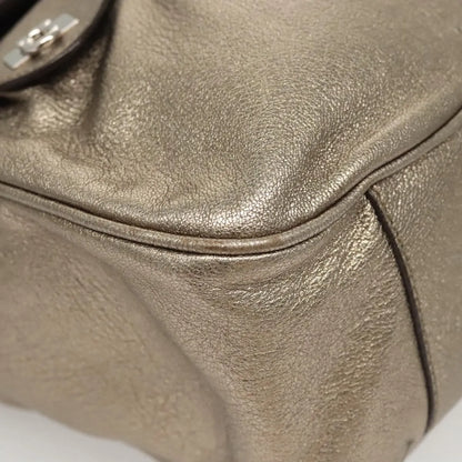 Salvatore Ferragamo Sofia Satchel Leather, Gold, Leather, Shoulder Bag