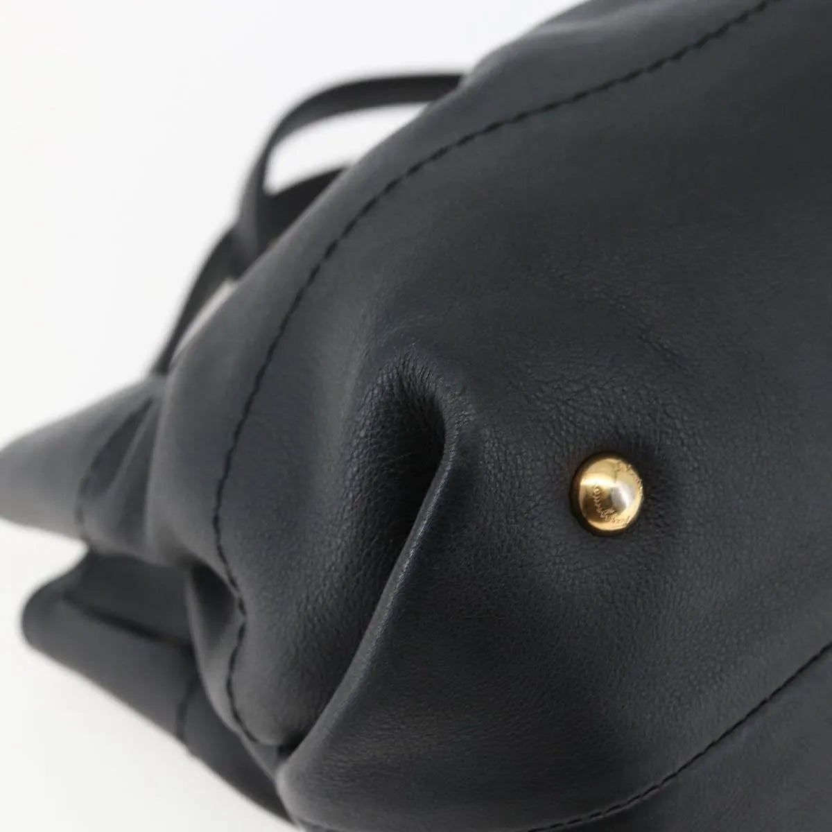 Salvatore Ferragamo W Chain Tote Leather, Black, Leather, Handbag