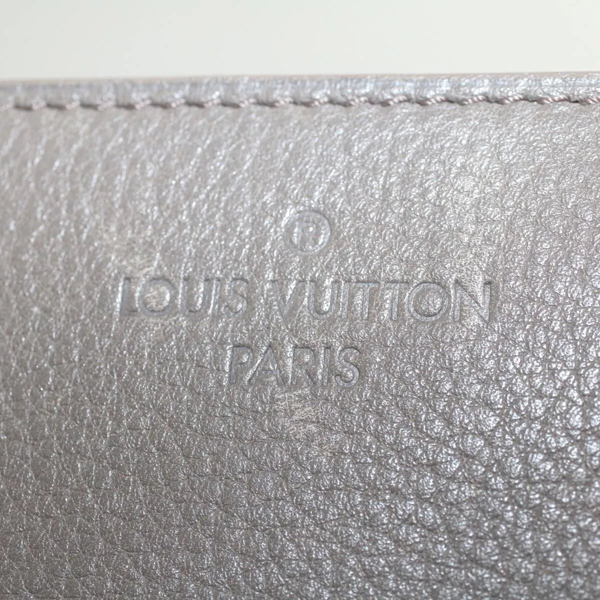 Louis Vuitton Naxos Leather, Gray, Leather, Shoulder Bag